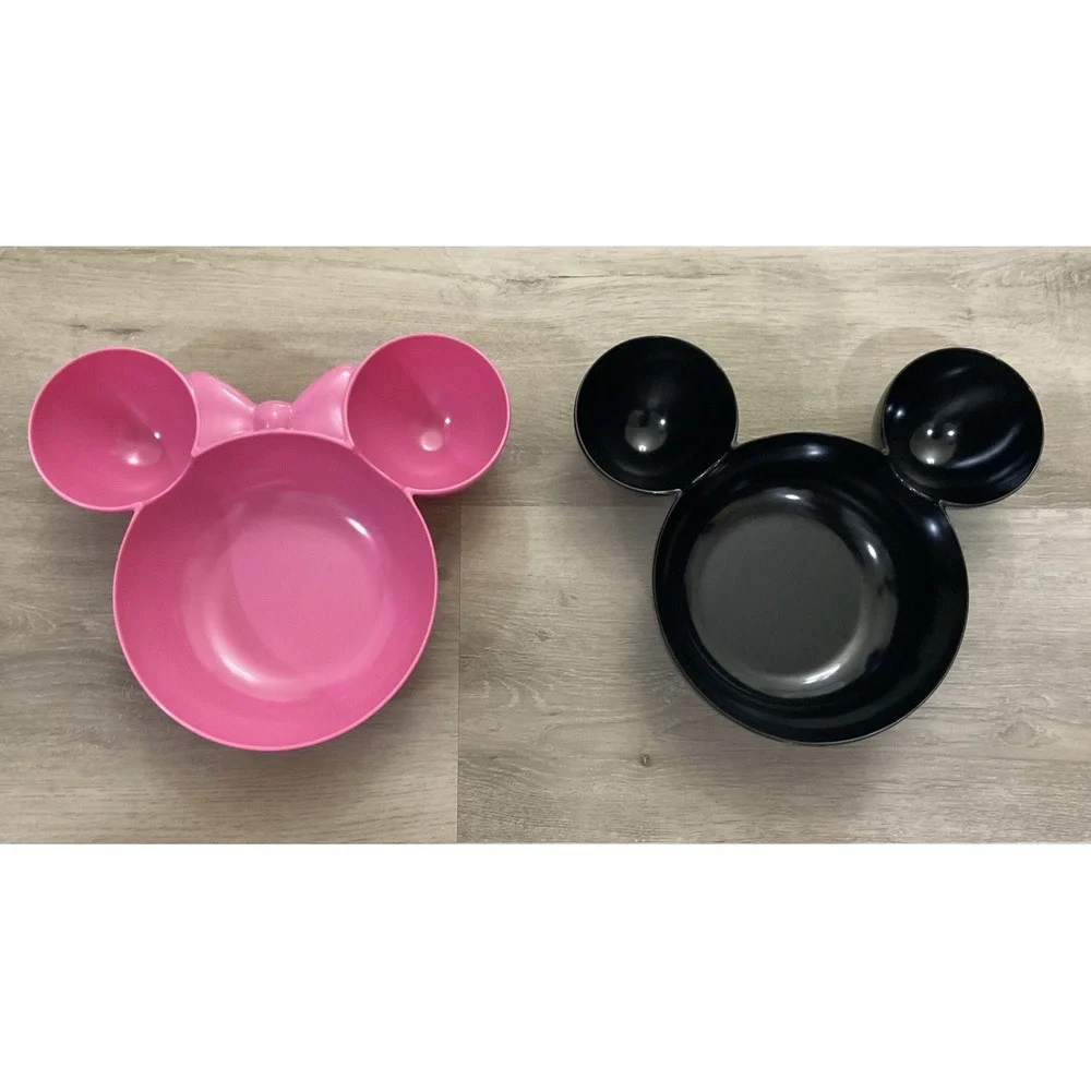 Disney Mickey and Minnie Mouse Melamine Snack Bowls Set of 2 Pink Black Zak